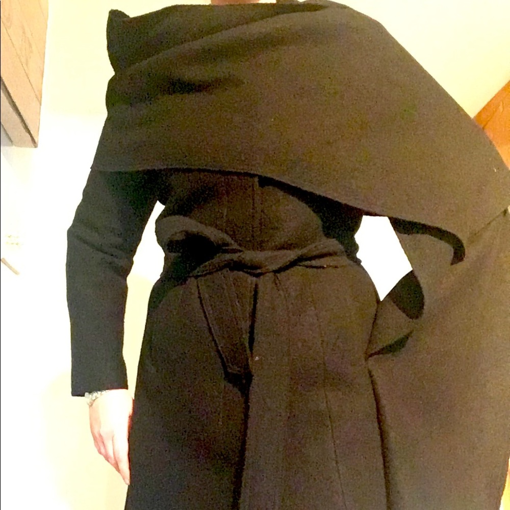 NWOT Cole Haan charcoal belted wrap coat